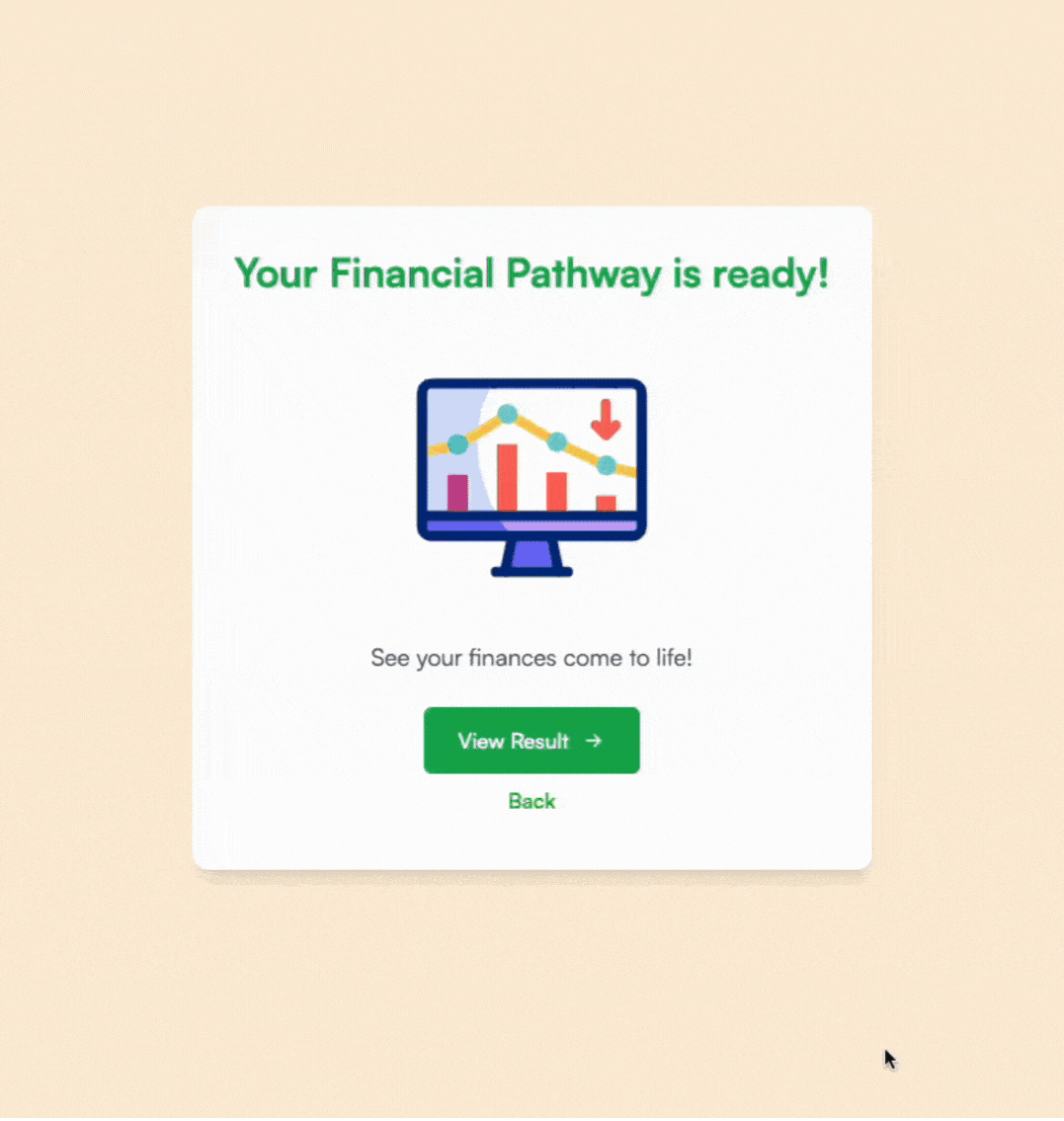Results dashboard with feasibility indicators